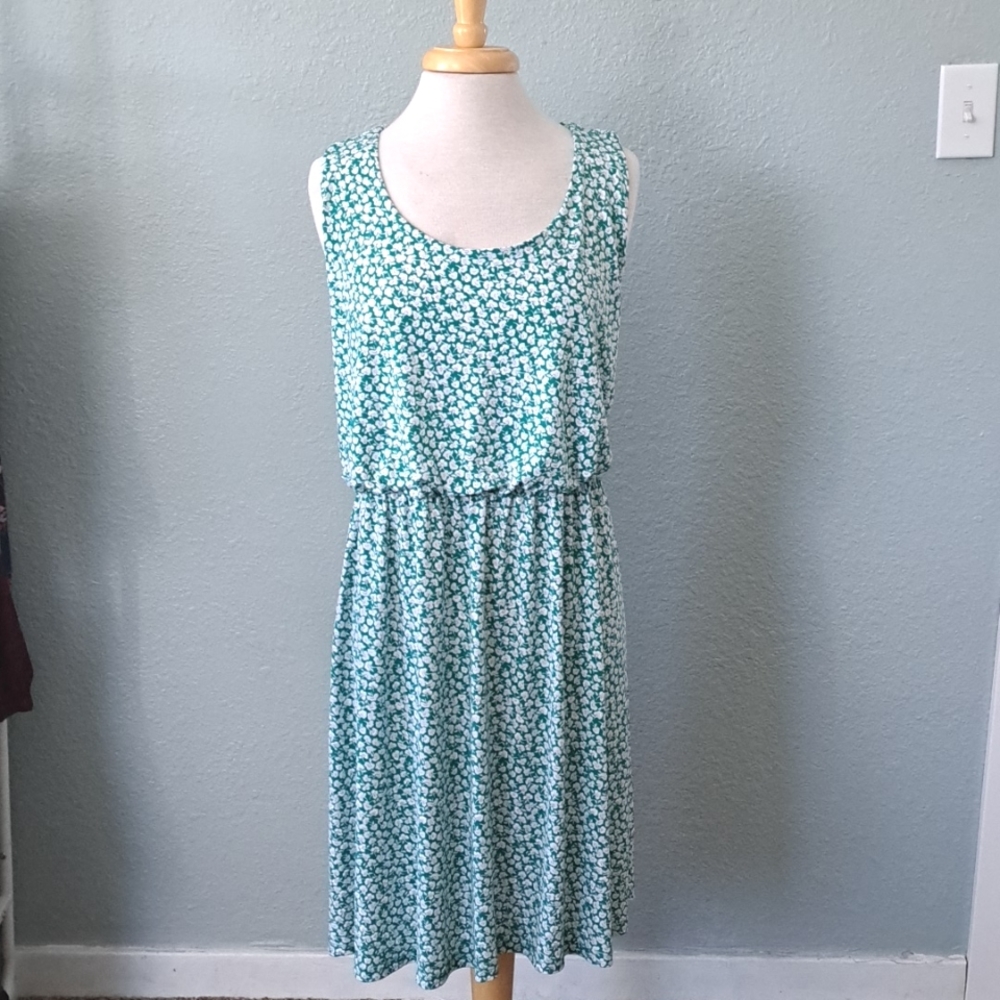 Kaileigh Teal Floral Sleeveless Midi Dress